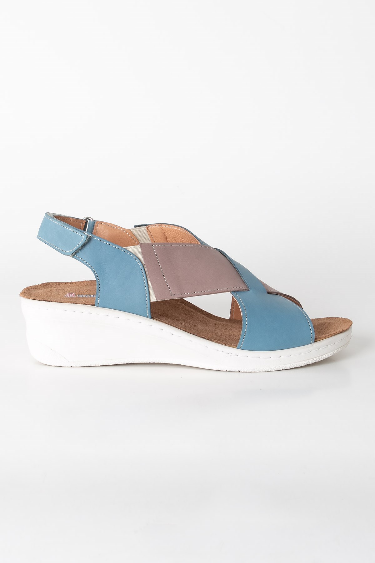 Sandales Anatomiques En Cuir Véritable Bleu ZND1365805