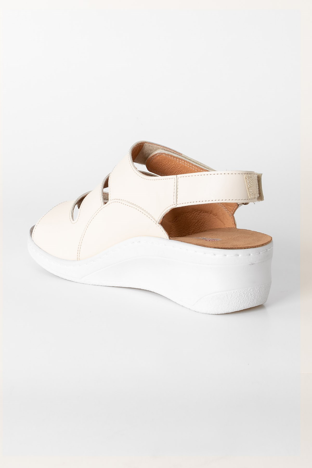 Sandales Anatomiques en Cuir Véritable Beige ZND1365812