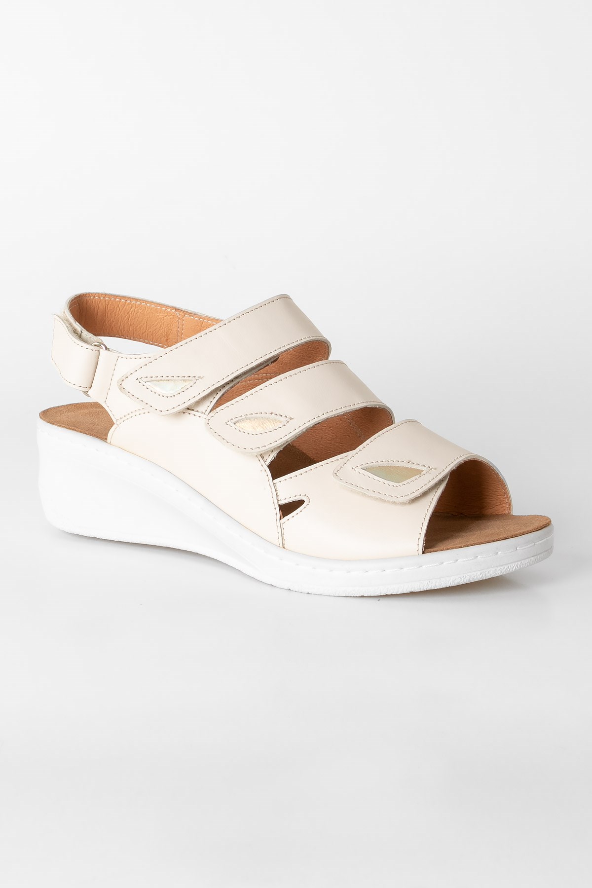 Sandales Anatomiques en Cuir Véritable Beige ZND1365812