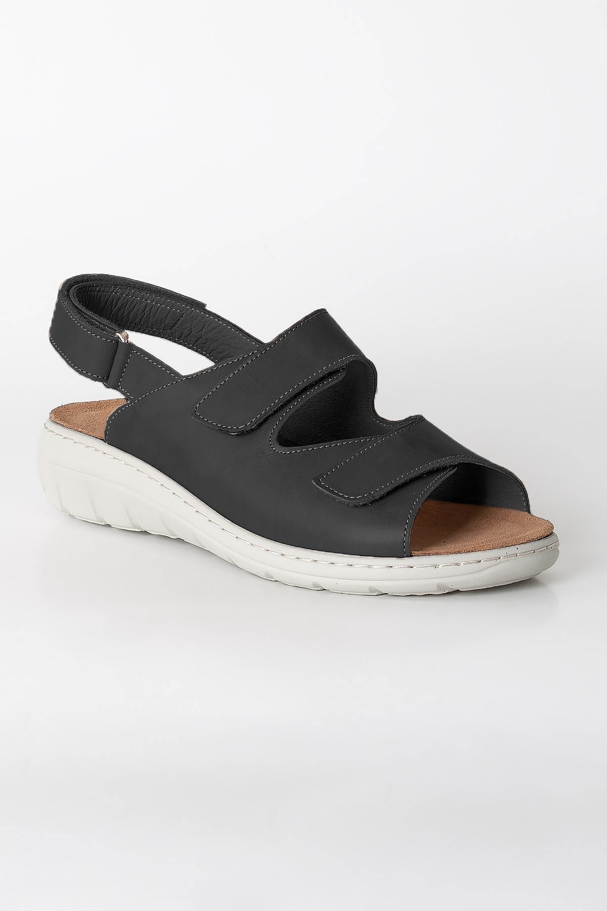 Sandales Anatomiques En Cuir Véritable Noir ZND2164
