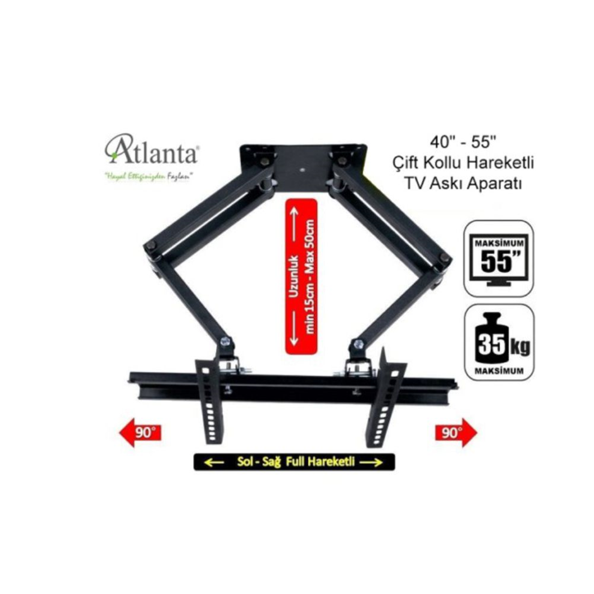Atlanta 40''- 55'' Çift Kollu Hareketli TV Askı Aparatı
