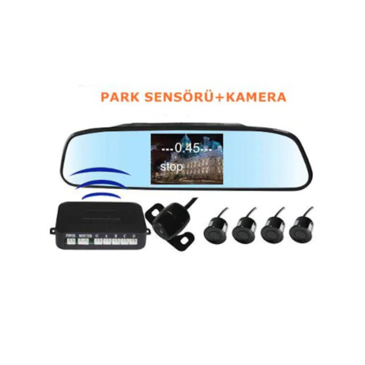 audiomaxAraç Güvenlik SistemleriAudiomax MX-705S 5 inç Geri Görüş Kameralı Ayna + 4 Park Sensörlü