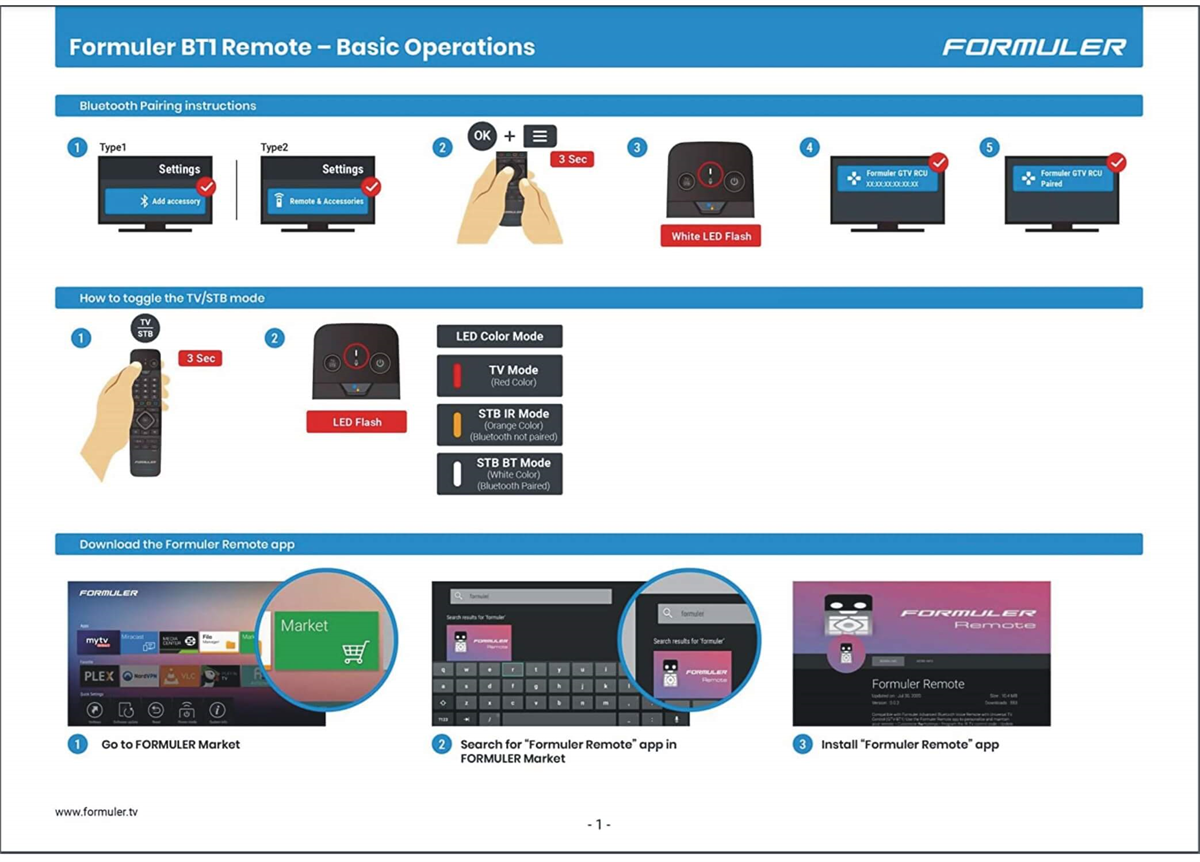 FormulerUydu Alıcısı KumandalarıFormuler GTV-BT1 Bluetooth Ses Komut Özellikli Üniversal Tv Kontrollü Kumanda