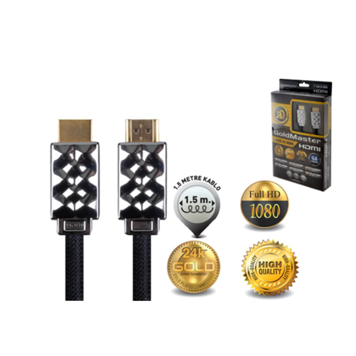 Goldmaster Cab-24 1,5 Metre Altın Uçlu 4K 2160 3D HDMI Kablo
