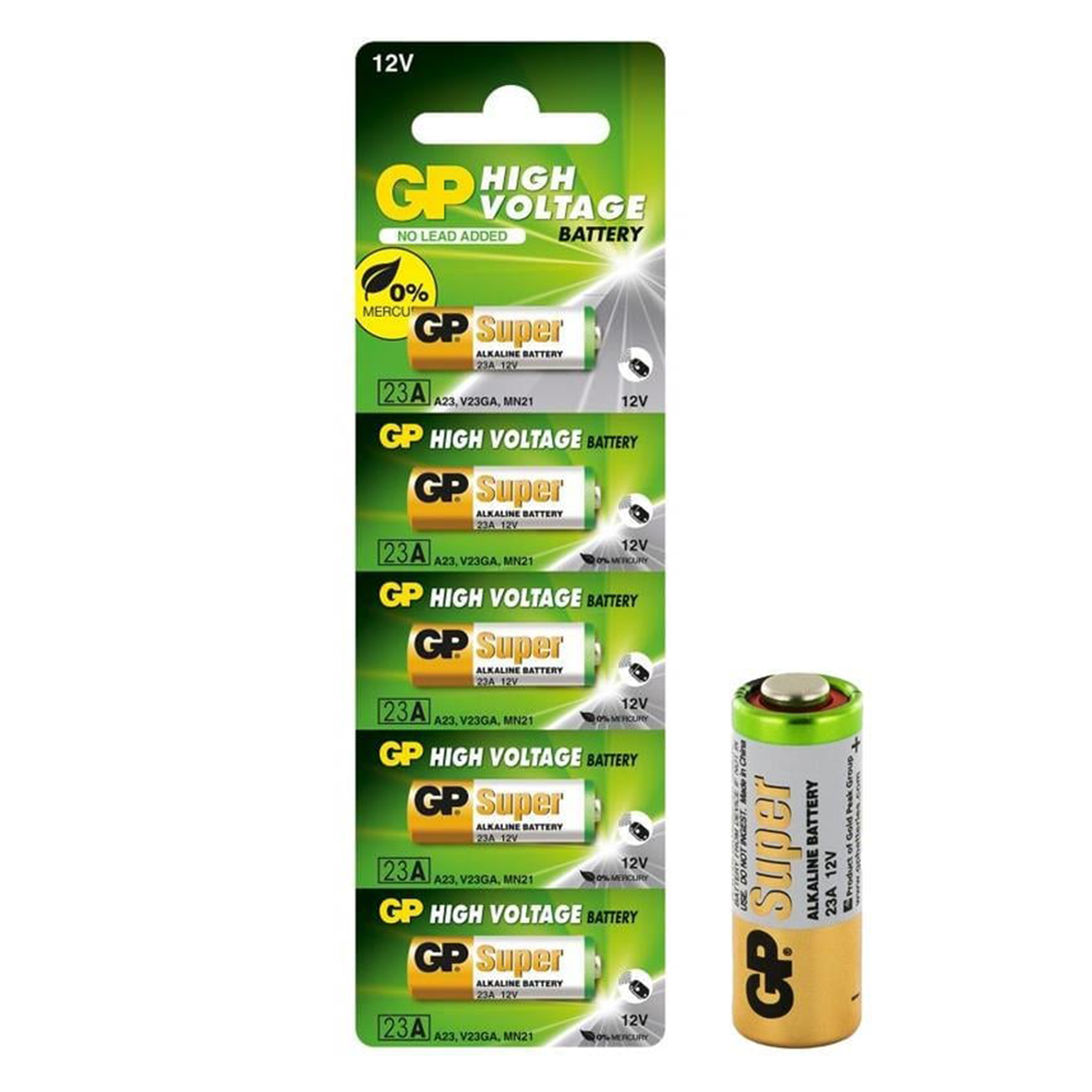 GPPil ve AkülerGP 23A 12V Kalın Alarm Pili (5'li Paket)