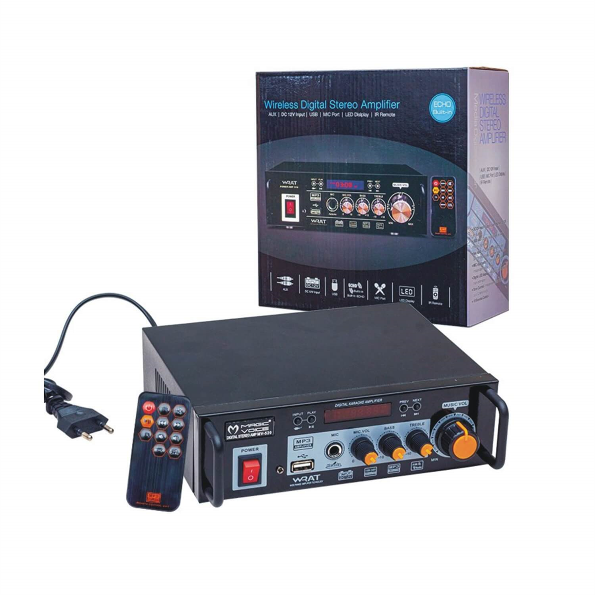 Magic VoiceSeslendirme AnfileriMagicvoice MV-520 15 Watt Usb/Sd/Bluetooth 1 Mikrofonlu Girişli Trafosuz Anfi