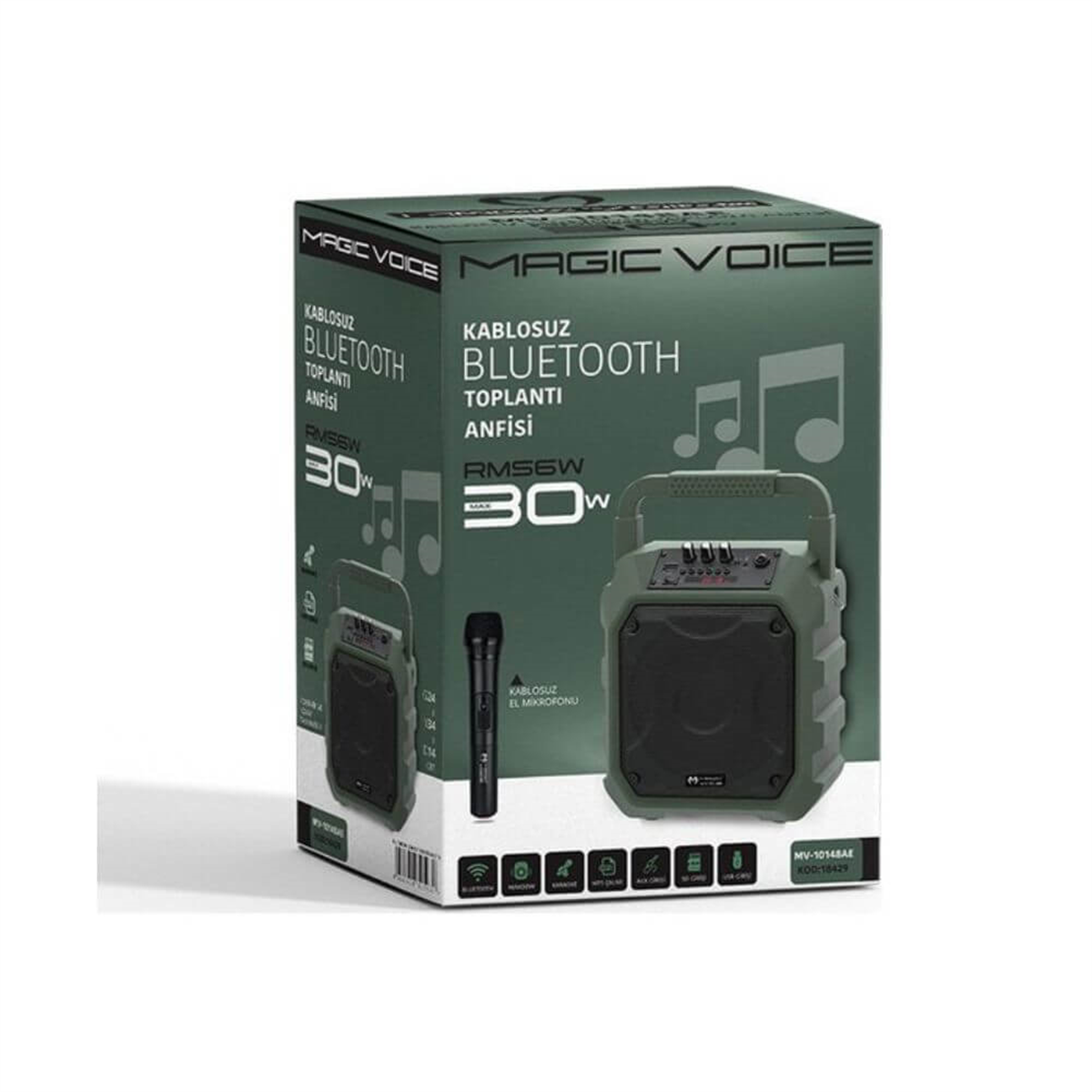 Merter ElektronikTaşınabilir Mevlüt AnfisiMagicvoice MV-10148AE Kablosuz El Mikrofonlu USB-SD-BT Taşınabilir Seyyar Ses Sistemi