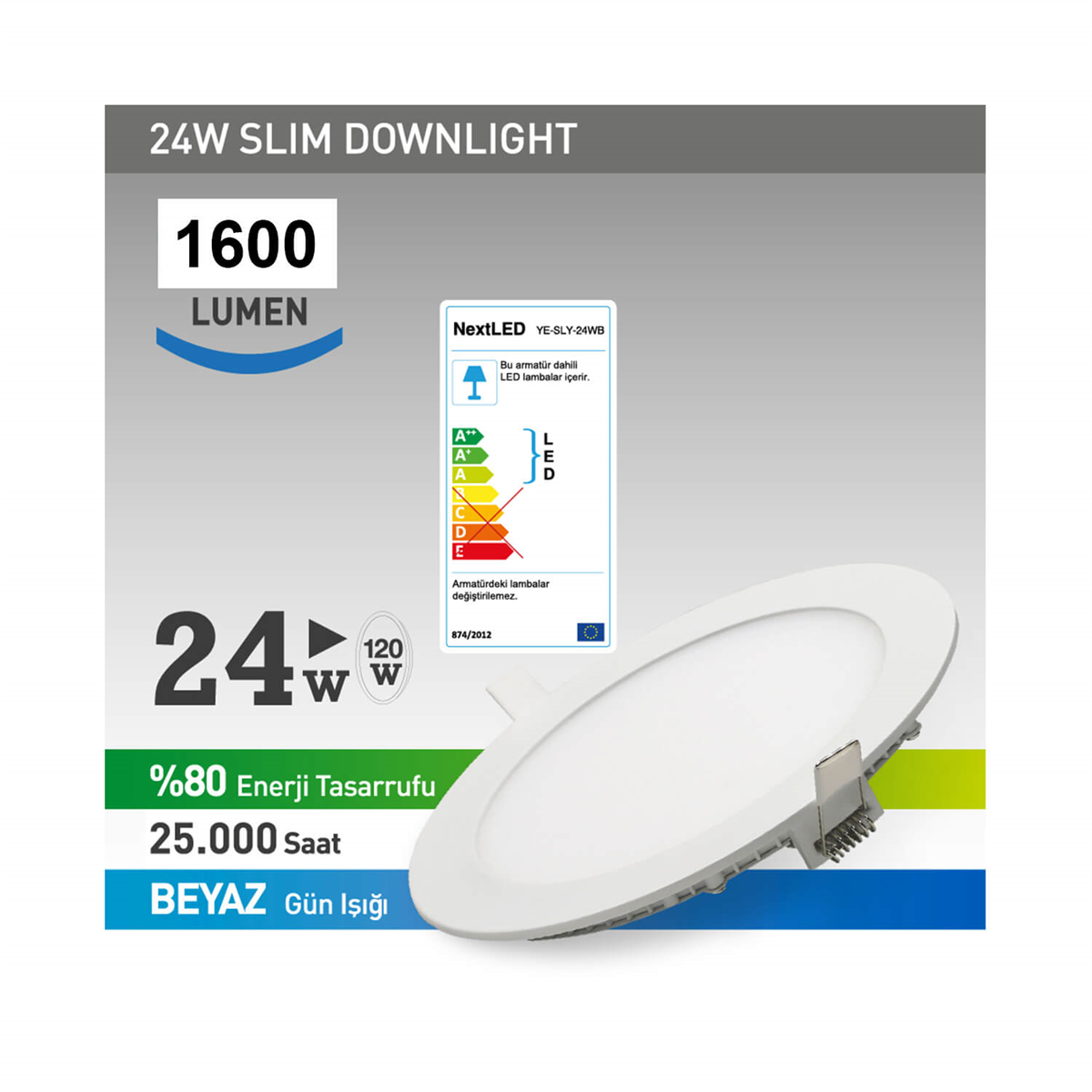 Next NextstarAmpüllerNextLED YE-SLY-24WB Sıva Altı Armatör