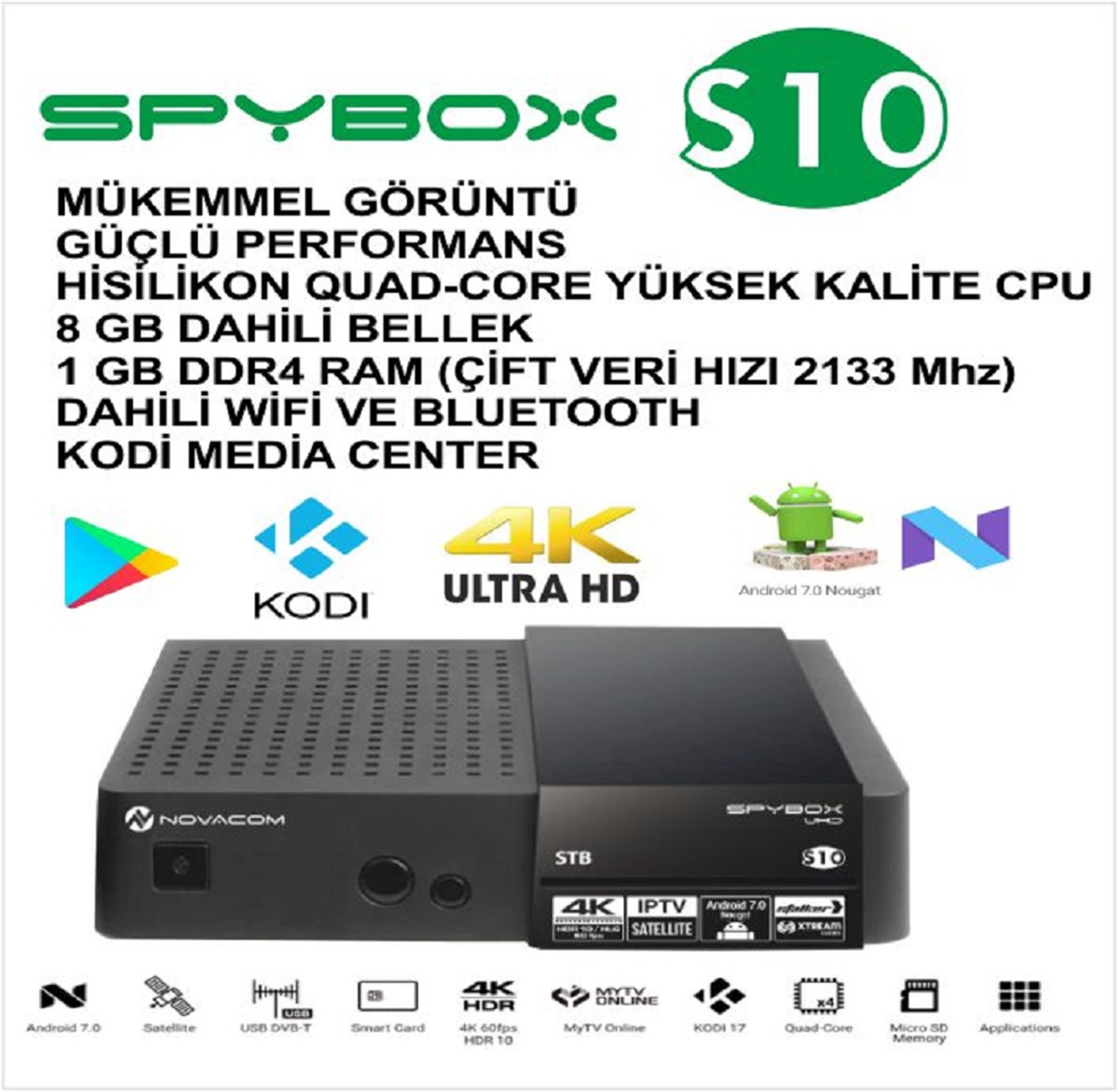 Novacom Spybox S10 Android 4K Uhd Uydu Alıcısı
