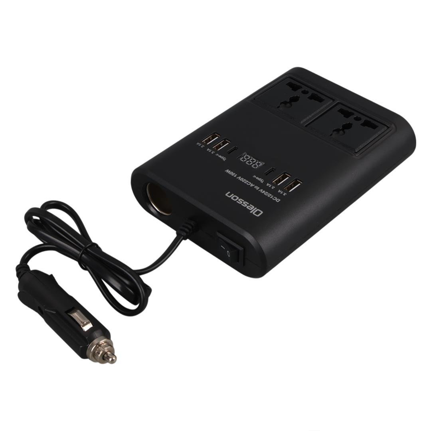 Olessonİnvertör ÇeşitleriOlesson 1662 DC 12-24V 150W Oto Araç Power İnverter Ek Çakmak Girişi - 2x TYPE-C - 4x USB - 2x 220V Üniversal Priz