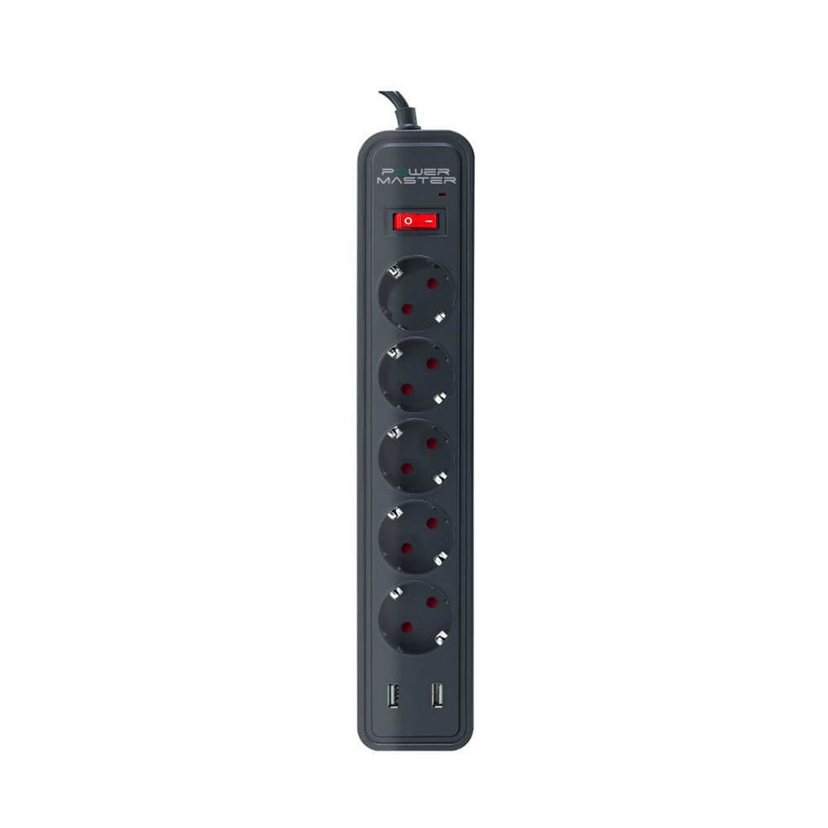 PowermasterAkım Korumalı PrizlerPowermaster  2 Usb Çıkışlı 5 Girişli 2 Metre Kablolu Akım Korumalı Priz
