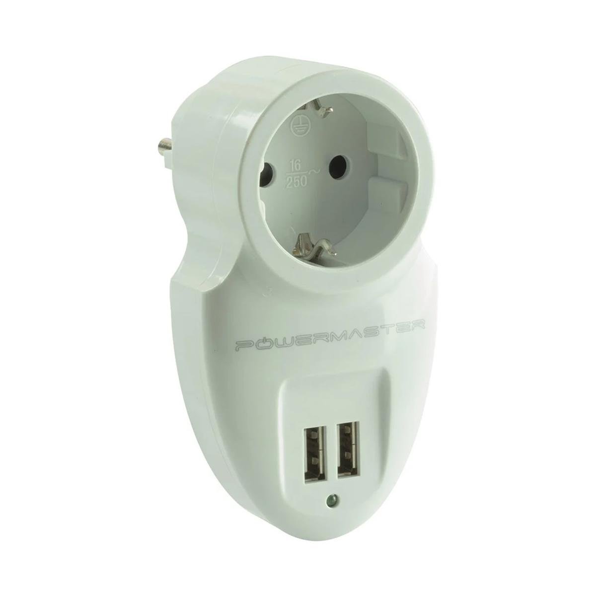 PowermasterAkım Korumalı PrizlerPowermaster 16A-3500W Çift Usb'li Tekli Akım Korumalı Priz 16895