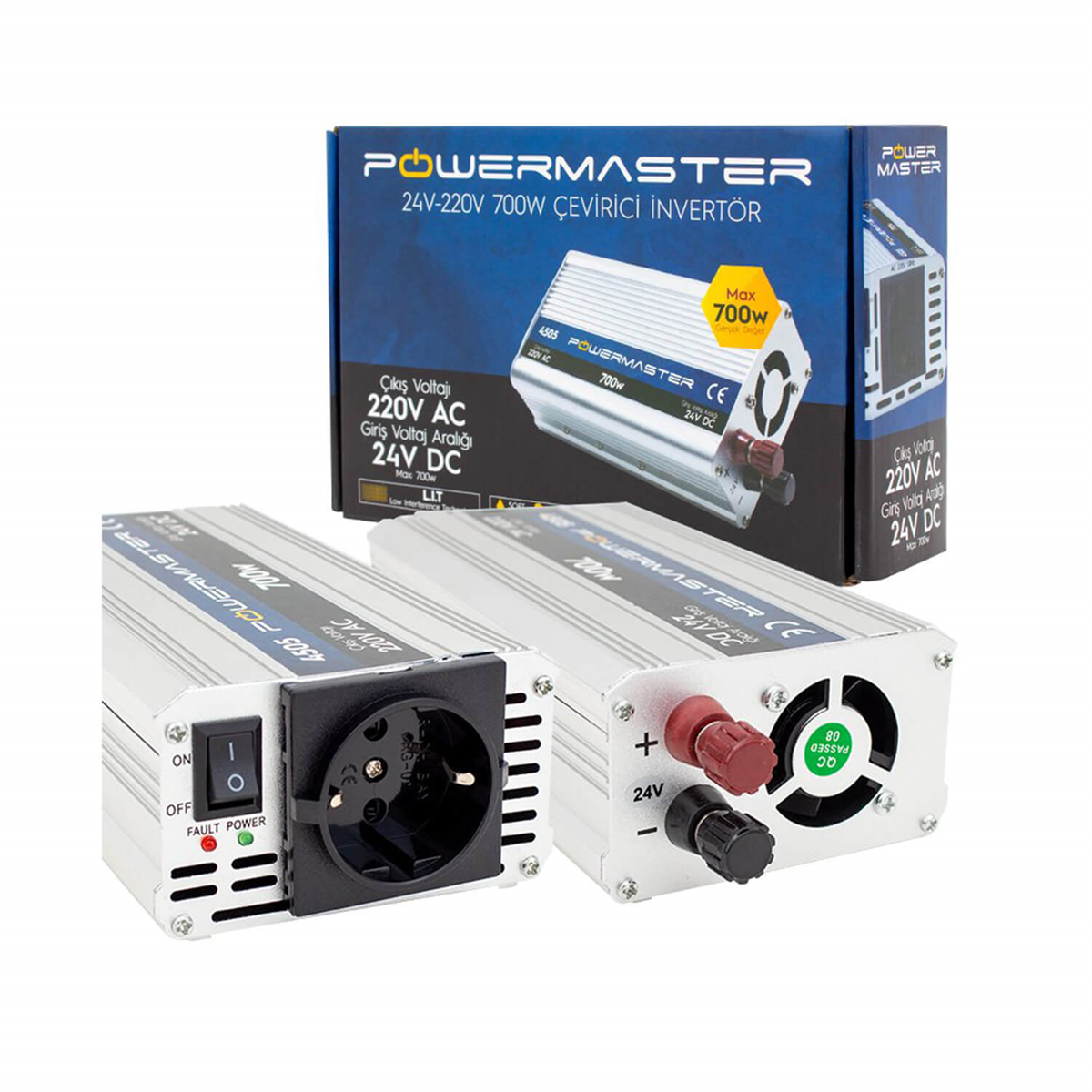 Powermasterİnvertör ÇeşitleriPowermaster 24 Volt 700 Watt Modified Sinus İnverter PM-4505