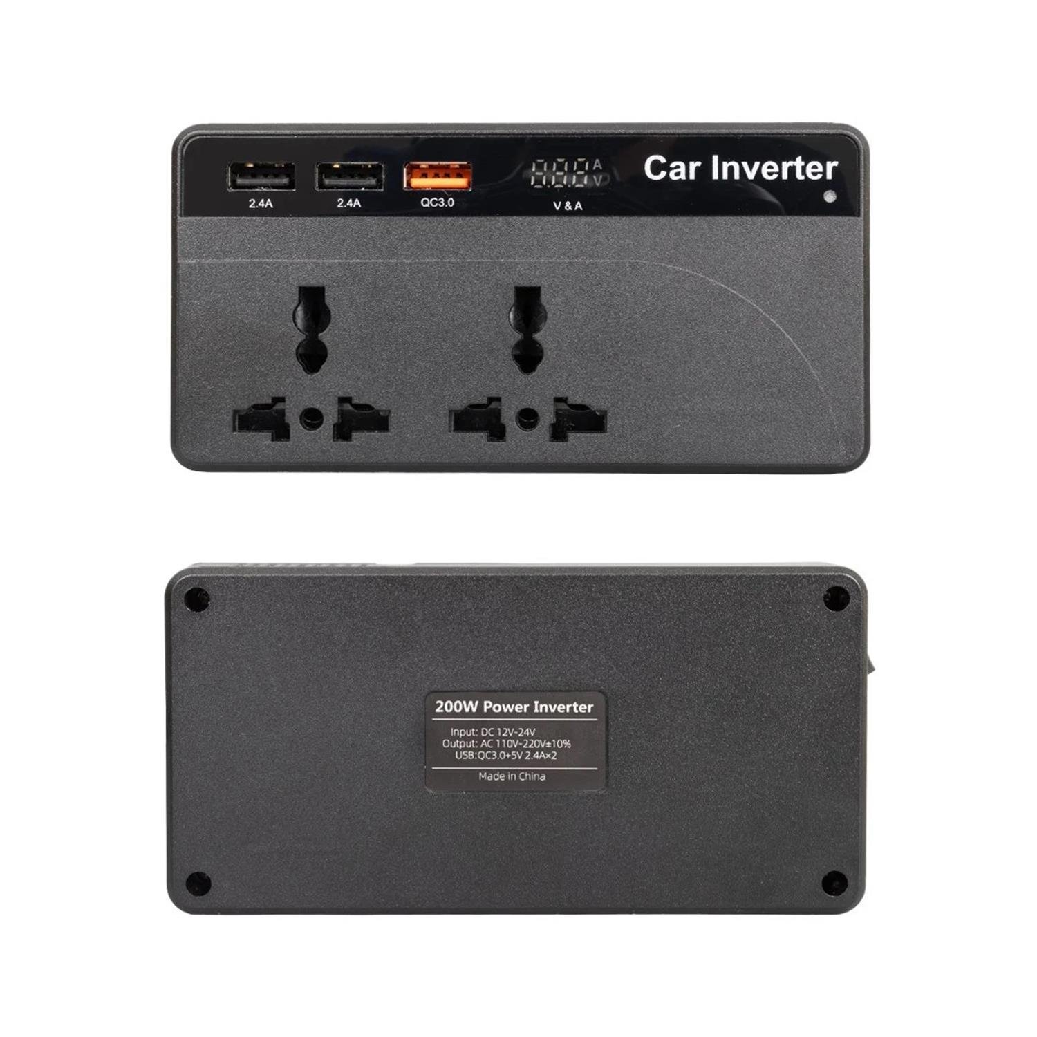 Powermasterİnvertör ÇeşitleriPowermaster CZ-01 12/24 Volt 200 Watt 3 Usb Girişli Araç Power İnverter