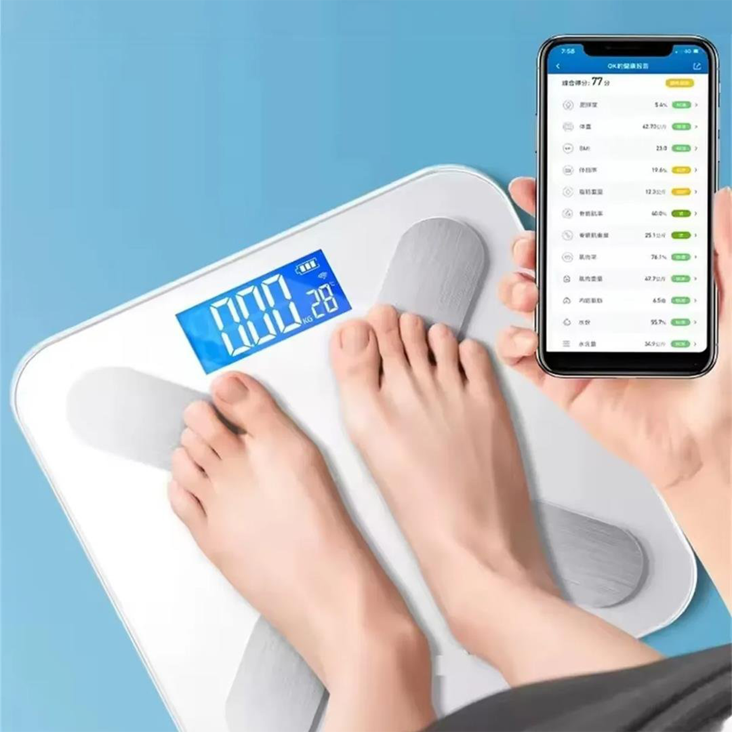 PowermasterEv ve YaşamPowerMaster PM-24963 Dijital Banyo Baskül Kilo Tartı Bluetooth Uygulama Destekli