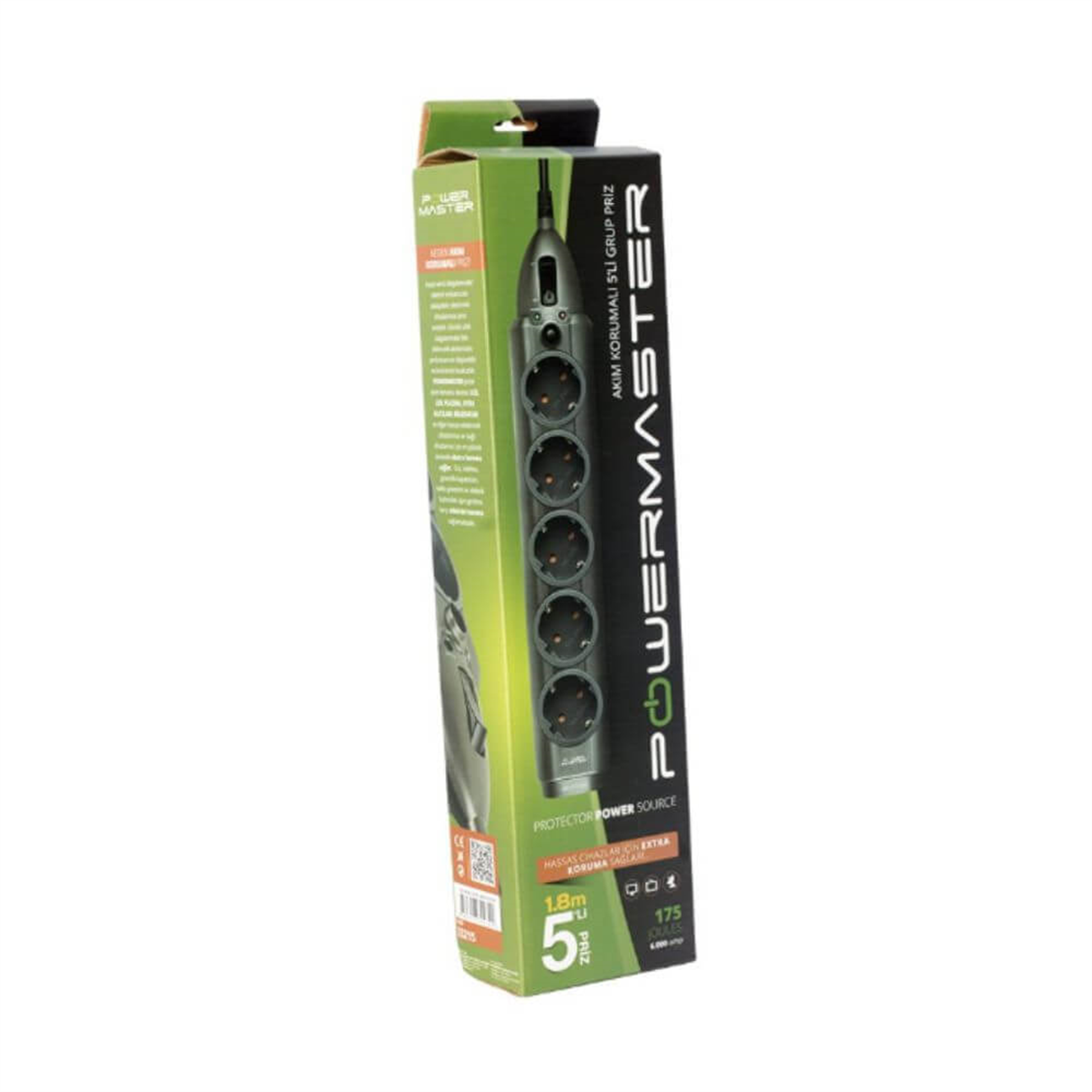 PowermasterAkım Korumalı PrizlerPowermaster PM-33215 5'li Akım Korumalı Priz 1.8 Metre