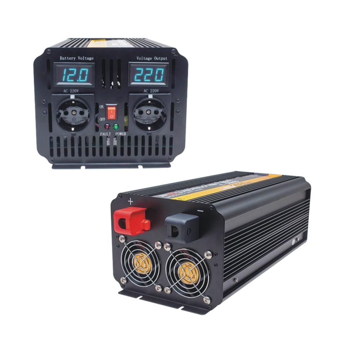 Powermasterİnvertör ÇeşitleriPowermaster Pwr2000-12 Çift Digital Ekranlı 12 Volt 2000 Watt Modified Sinus İnverter