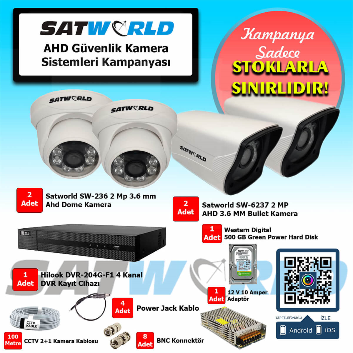SatworldGüvenlik Kamera SetleriSatworld 2 mp Ahd Güvenlik Sistem Seti