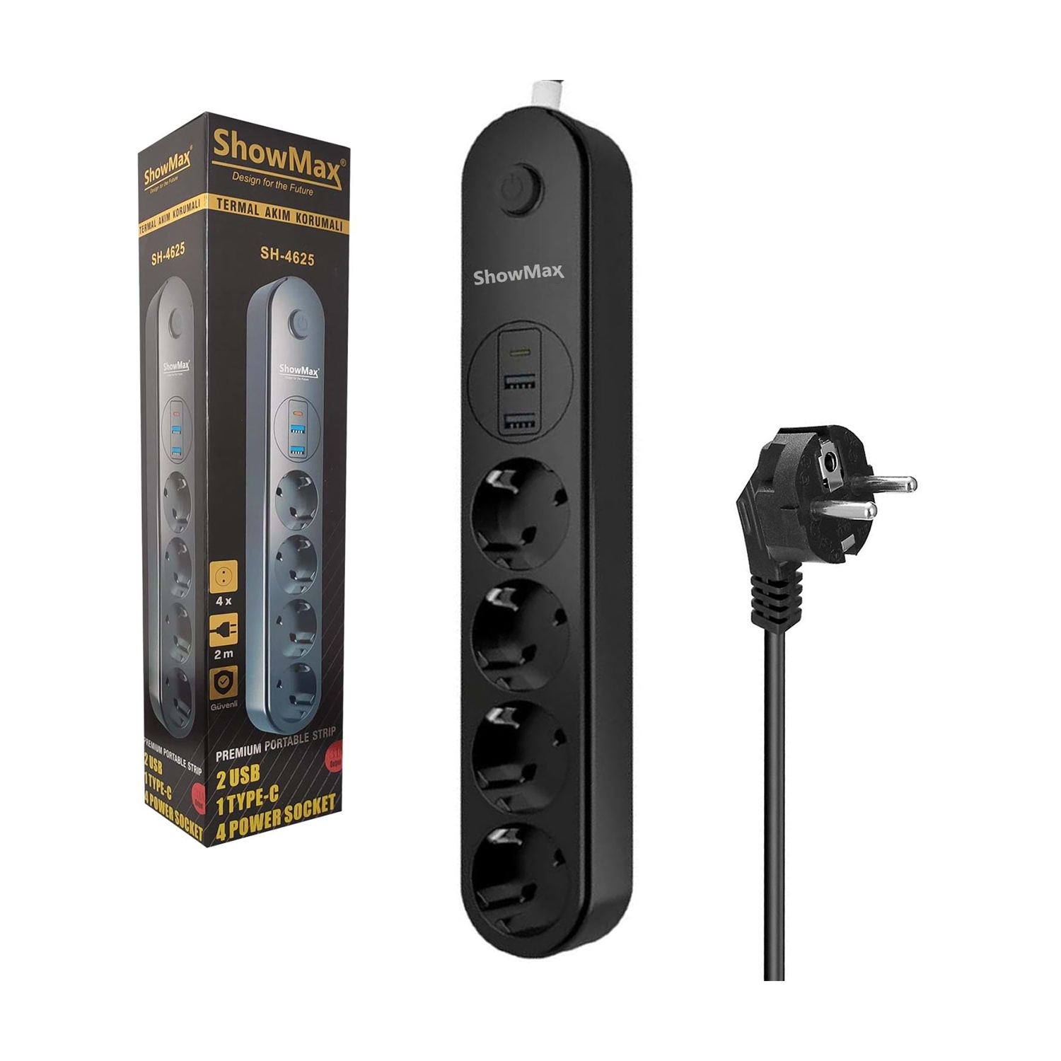 ShowmaxAkım Korumalı PrizlerShowmax SH-4625 Termal Akım Korumalı 2 Metre Priz