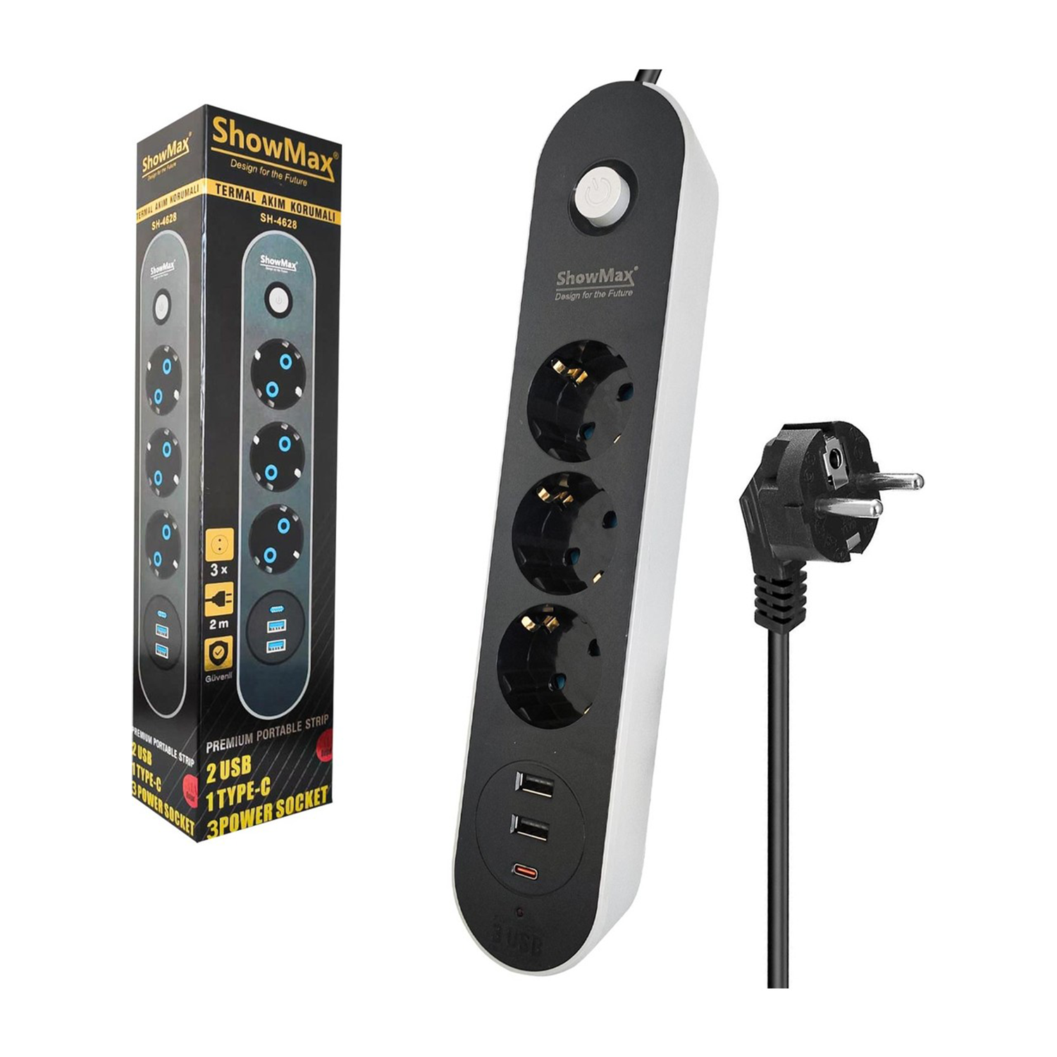 ShowmaxAkım Korumalı PrizlerShowmax SH-4628 Termal Akım Korumalı 2 Metre Priz