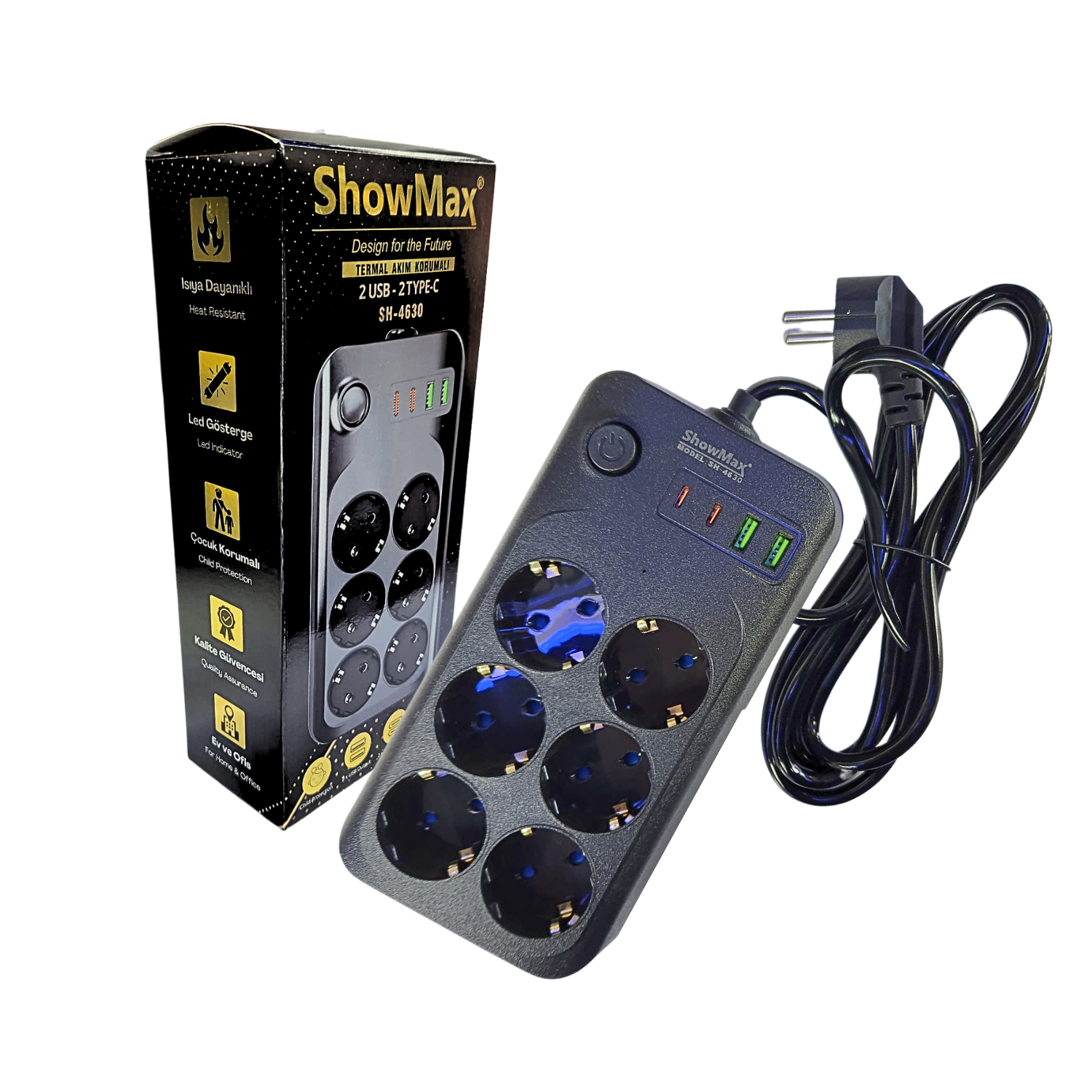 ShowmaxAkım Korumalı PrizlerShowmax SH-4630 Termal Akım Korumalı 2 Metre Priz