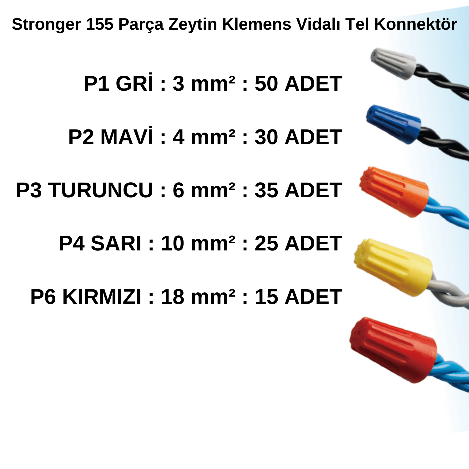 StrongerKlemensStronger 155 Parça Zeytin Klemens Vidalı Tel Konnektör