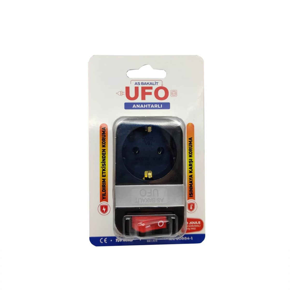 UfoAkım Korumalı PrizlerAs Bakalit Ufo Anahtarlı Tekli Priz