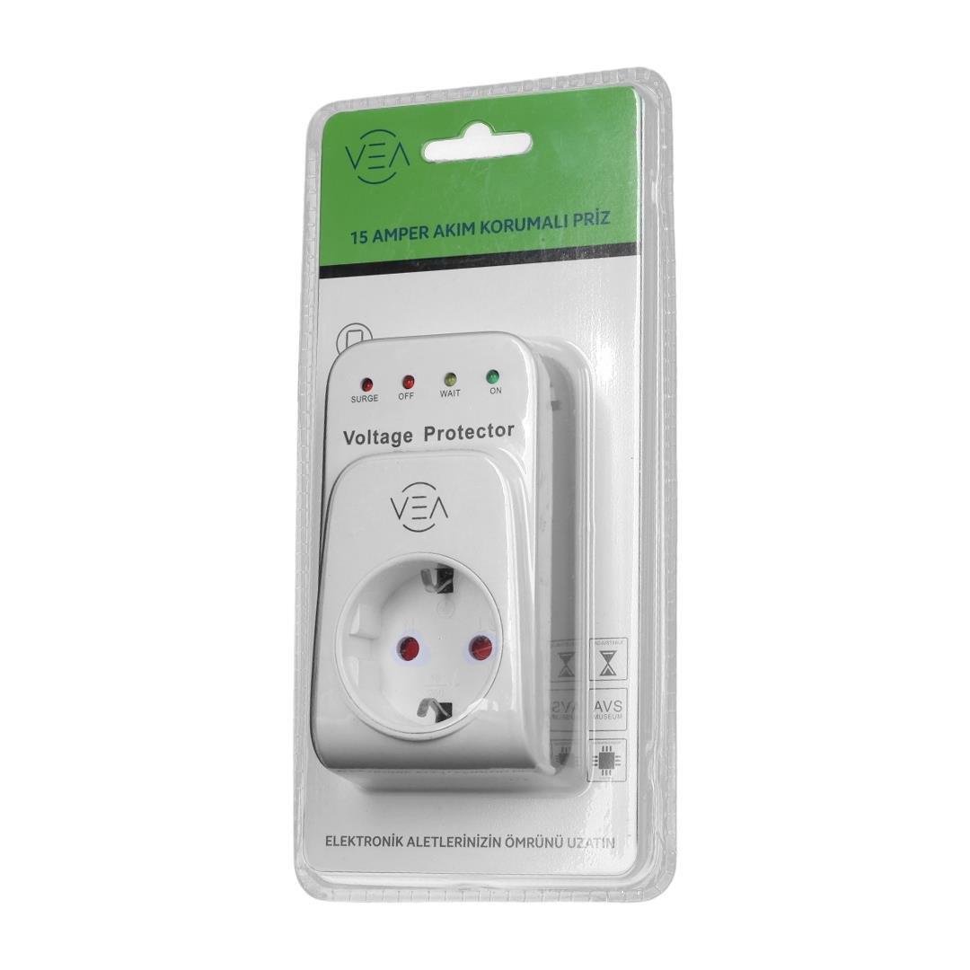 VeaAkım Korumalı PrizlerVea VE-25531 15A 3520W Akım Korumalı Priz Aşırı Yüksek Gerilim