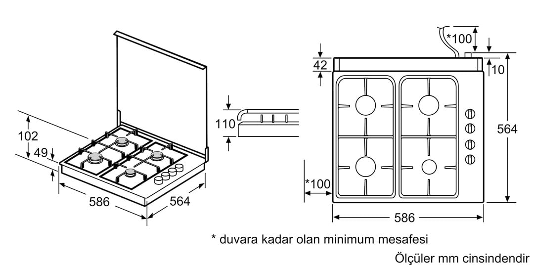 PBP0C2B80O Bosch Bosch PBP0C2B80O Doğalgazlı Beyaz Set Üstü Ocak