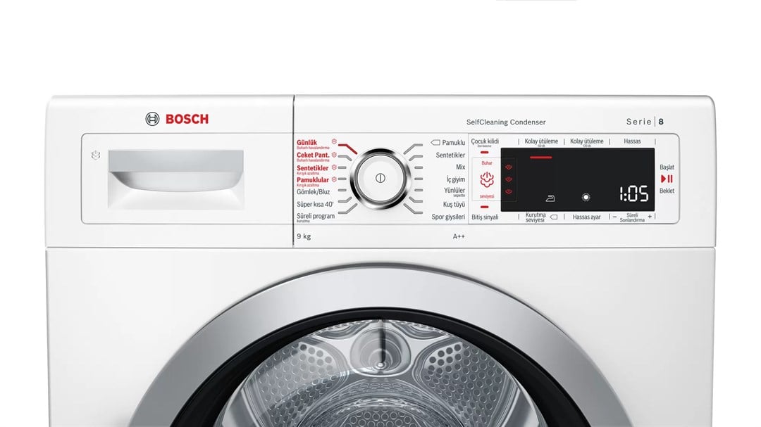 Bosch WTW85562TR A++ 9 kg Çamaşır Kurutma Makinesi Beyaz