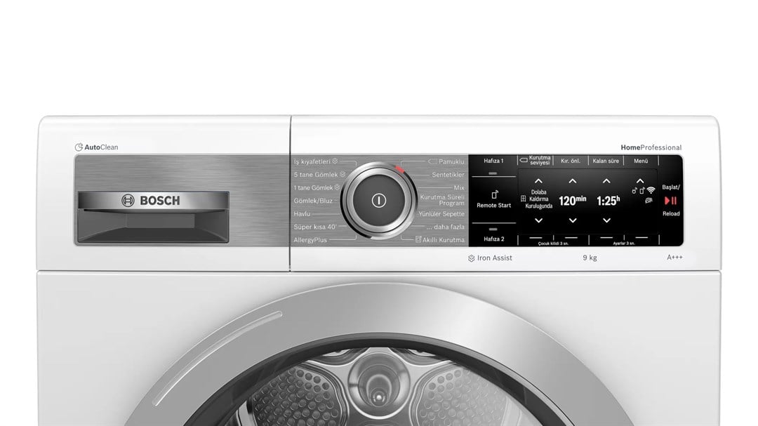 WTX87EH0TR Bosch WTX87EH0TR A+++ 9 kg Çamaşır Kurutma Makinesi Beyaz