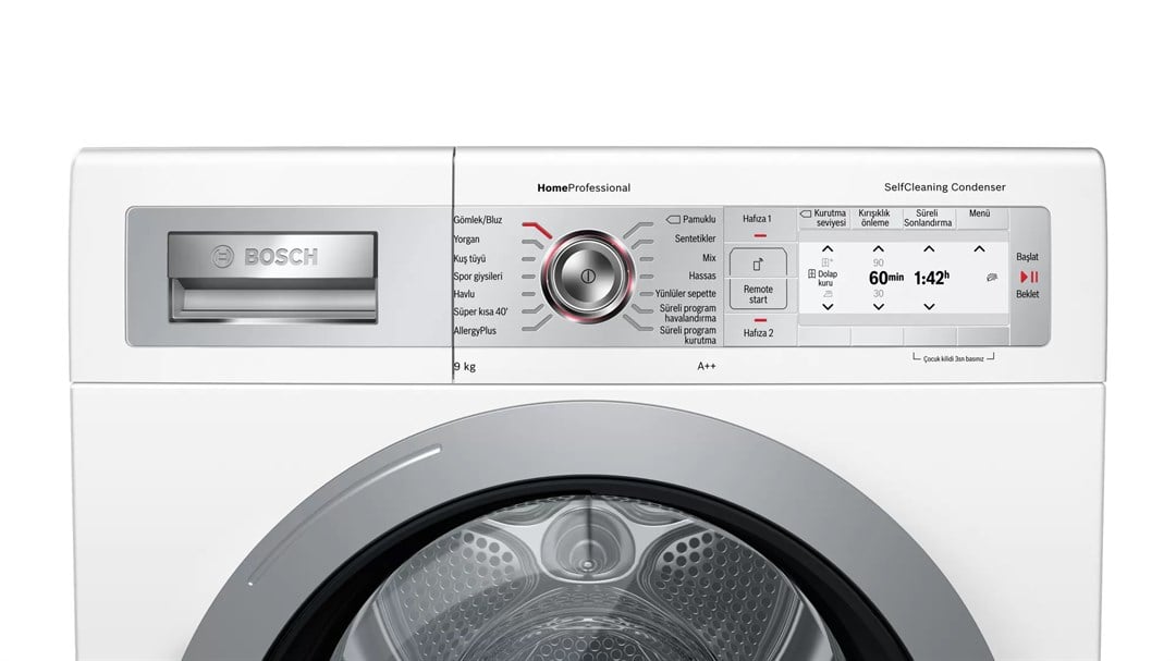 Bosch WTYH7760TR Home Connect A++ 9 kg Çamaşır Kurutma Makinesi Beyaz