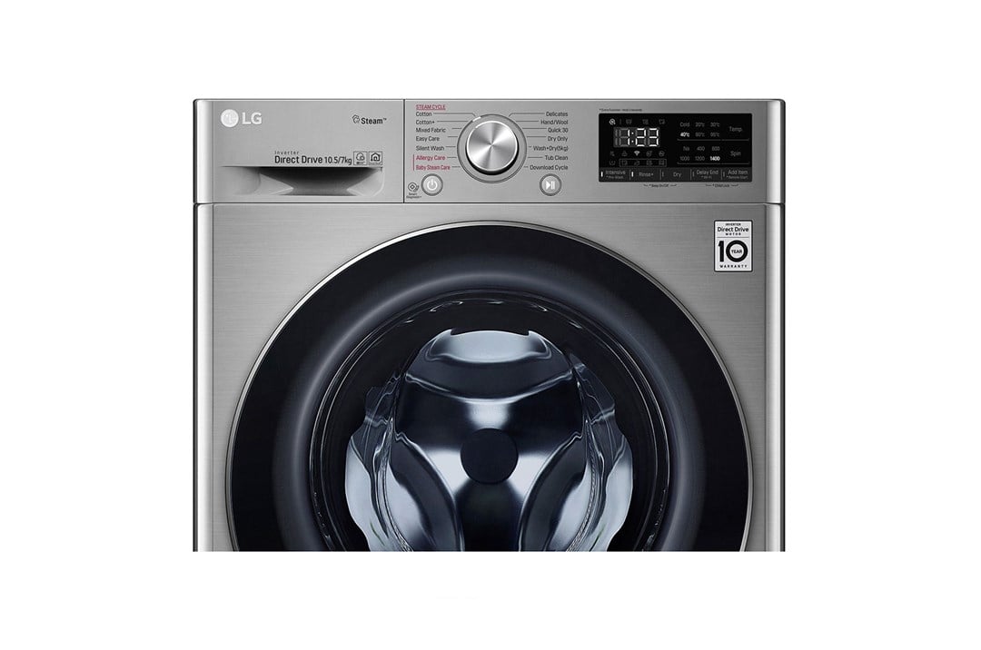 F4V5RGP2T.ASSPLTK LG F4V5RGP2T A 10.5 kg Yıkama / 7 kg Kurutma 1400 Devir Çamaşır Makinesi Inox