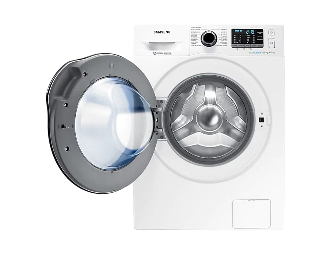 WD80J5B10AWAH Samsung WD80J5B10AW 1400 Devir 8 kg / 6 kg Kurutmalı Çamaşır Makinesi Beyaz