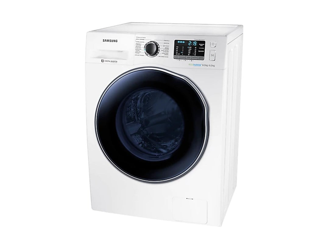 WD80J5B10AWAH Samsung WD80J5B10AW 1400 Devir 8 kg / 6 kg Kurutmalı Çamaşır Makinesi Beyaz