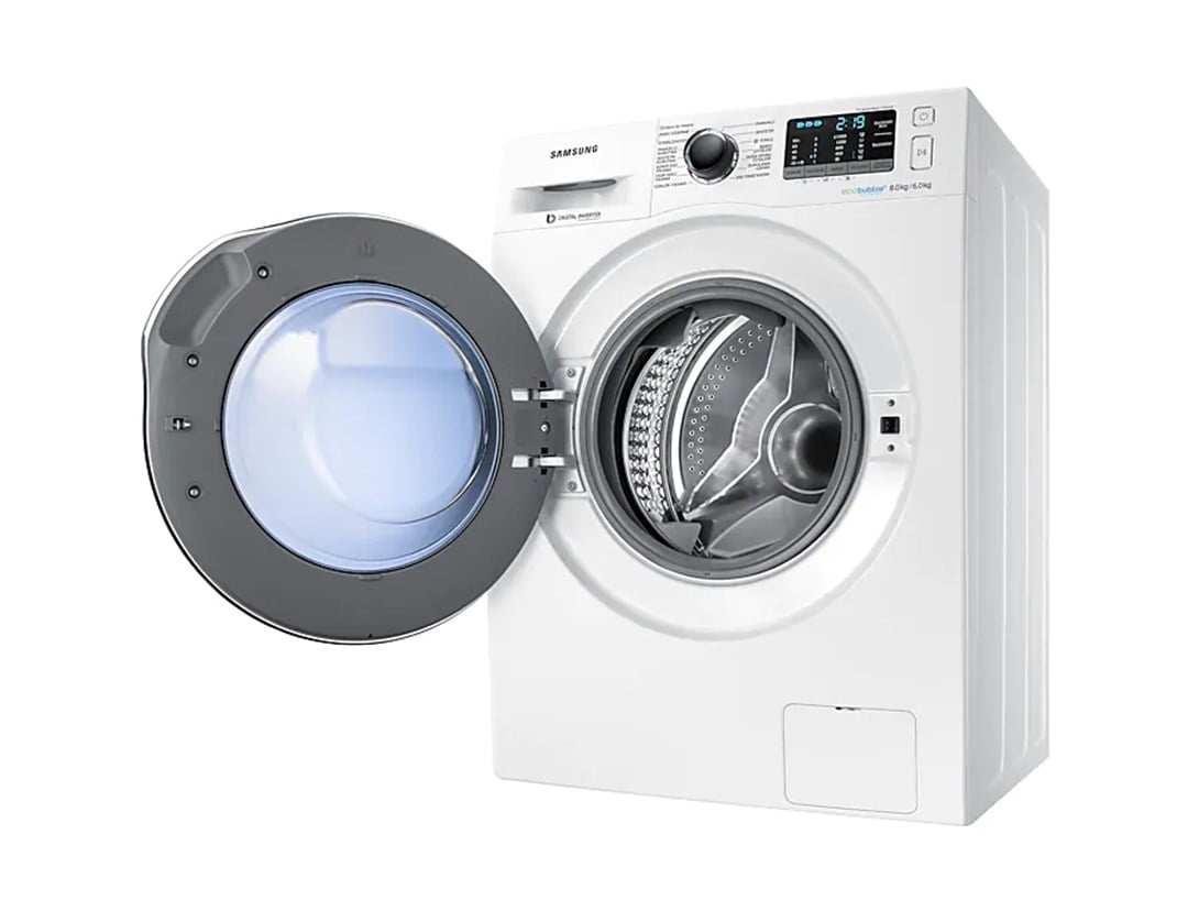 WD80J5B10AWAH Samsung WD80J5B10AW 1400 Devir 8 kg / 6 kg Kurutmalı Çamaşır Makinesi Beyaz