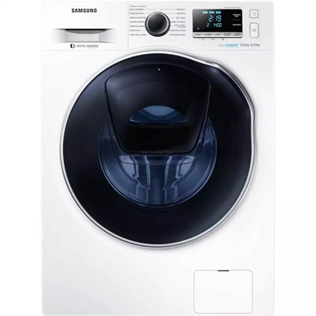 WD90K6B10OW/AH Samsung WD90K6B10OW/AH AddWash 9 kg/6 kg 1400 Devir Kurutmalı Çamaşır Makinesi Beyaz