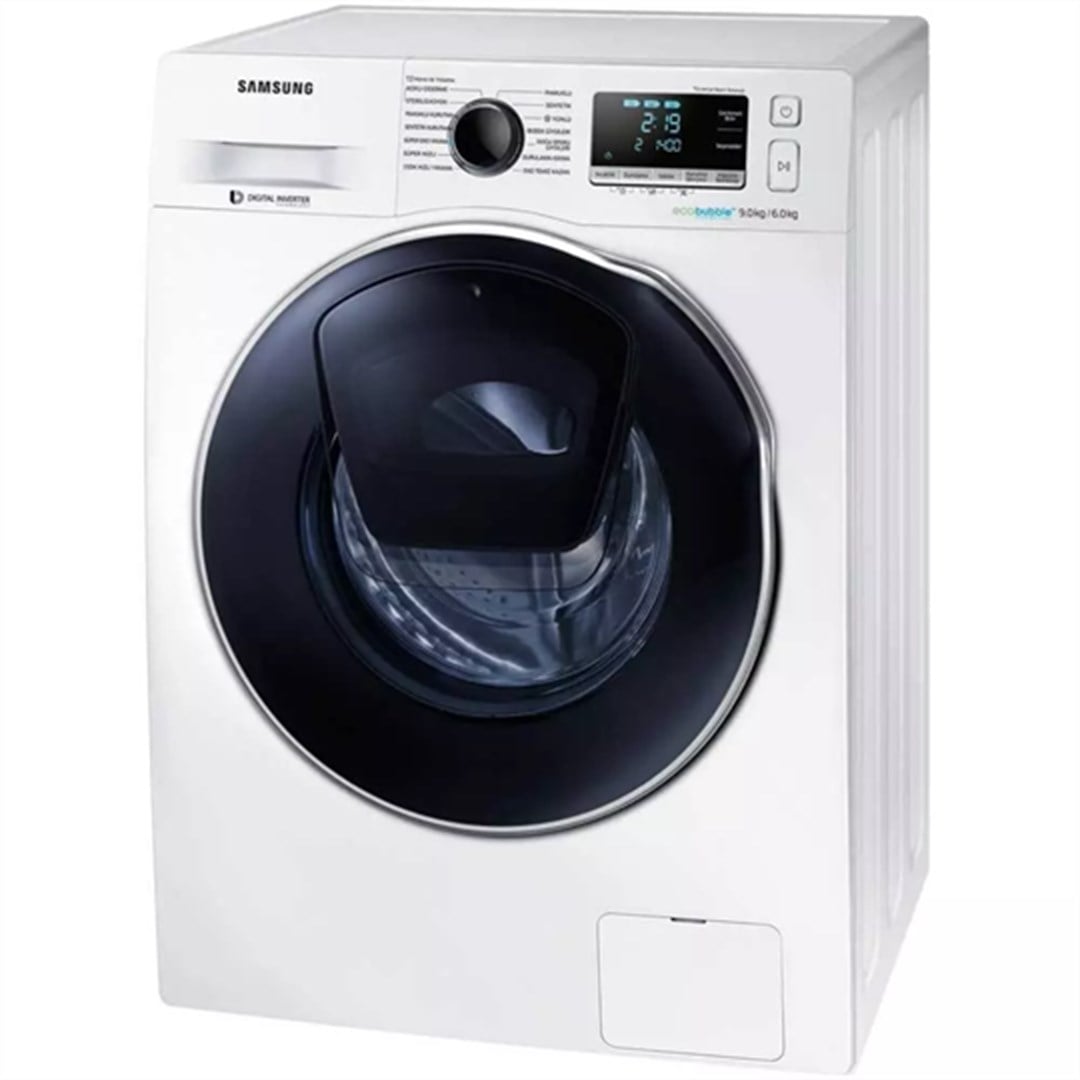 WD90K6B10OW/AH Samsung WD90K6B10OW/AH AddWash 9 kg/6 kg 1400 Devir Kurutmalı Çamaşır Makinesi Beyaz