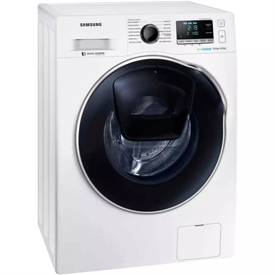 WD90K6B10OW/AH Samsung WD90K6B10OW/AH AddWash 9 kg/6 kg 1400 Devir Kurutmalı Çamaşır Makinesi Beyaz