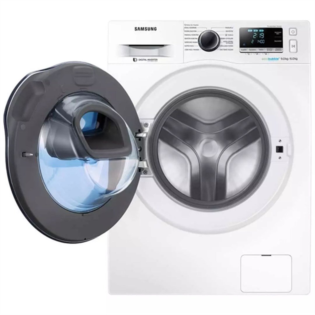 WD90K6B10OW/AH Samsung WD90K6B10OW/AH AddWash 9 kg/6 kg 1400 Devir Kurutmalı Çamaşır Makinesi Beyaz