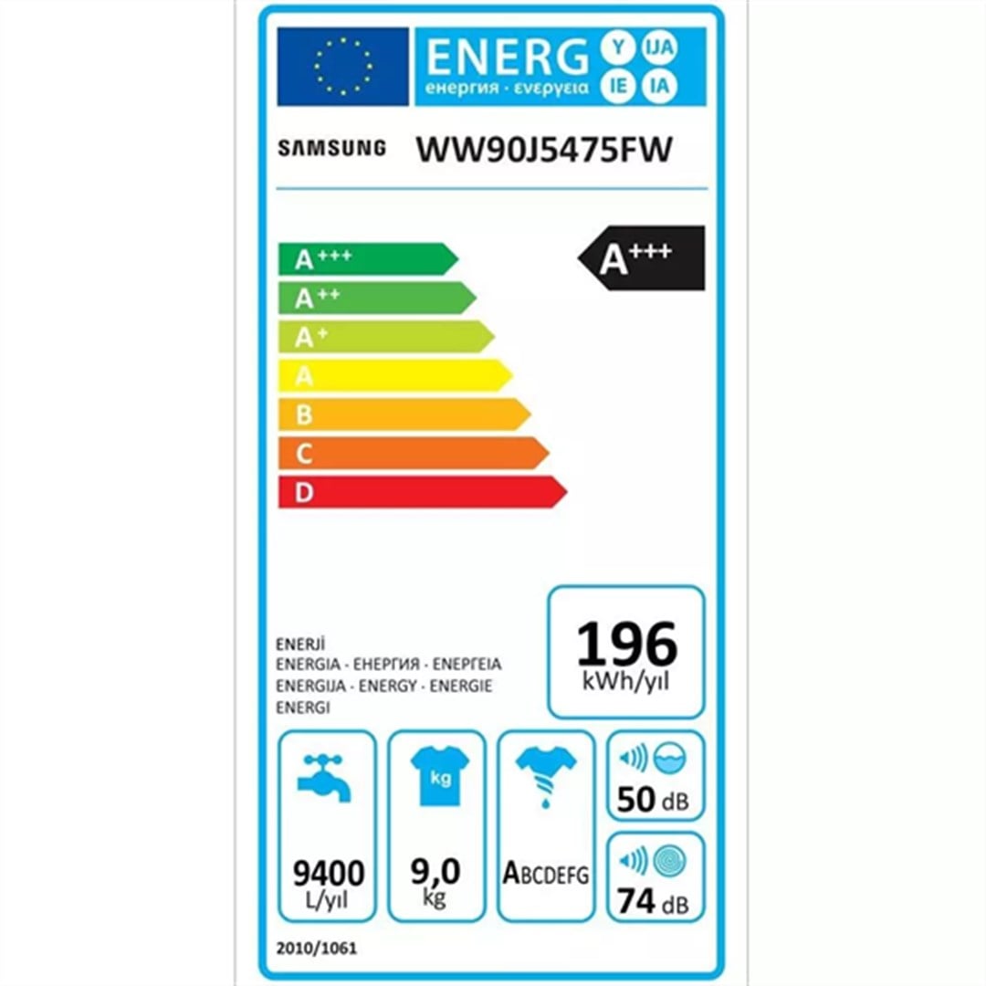 WW90J5475FW/AH Samsung WW90J5475FW/AH A +++ Sınıfı 9 Kg Yıkama 1400 Devir Çamaşır Makinesi Beyaz