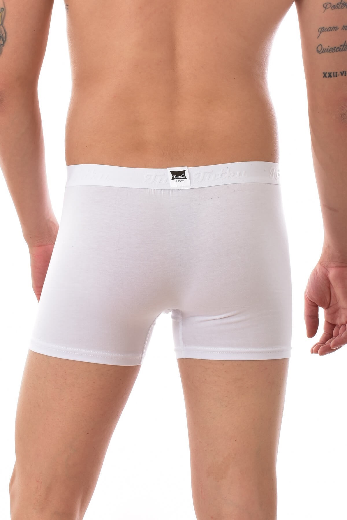 3 Adet Tutku 0114  Erkek Likralı Elastan Boxer BEYAZ