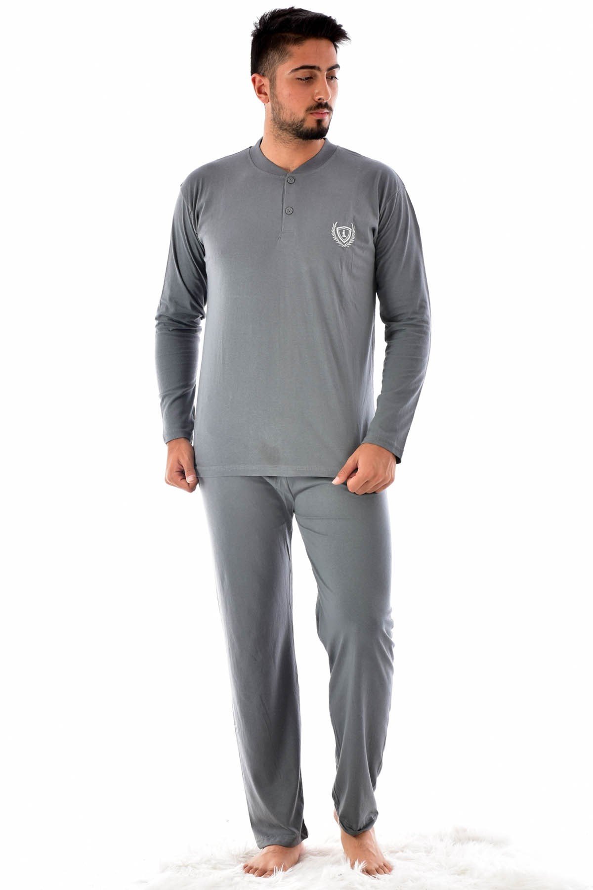 Erkek 1065 Uzun Kol Süprem Pijama Takımı FÜME