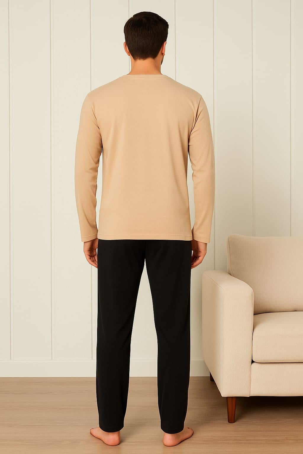 Erkek 1908 Uzun Kol % 100 Pamuk Pijama Takımı TAŞ