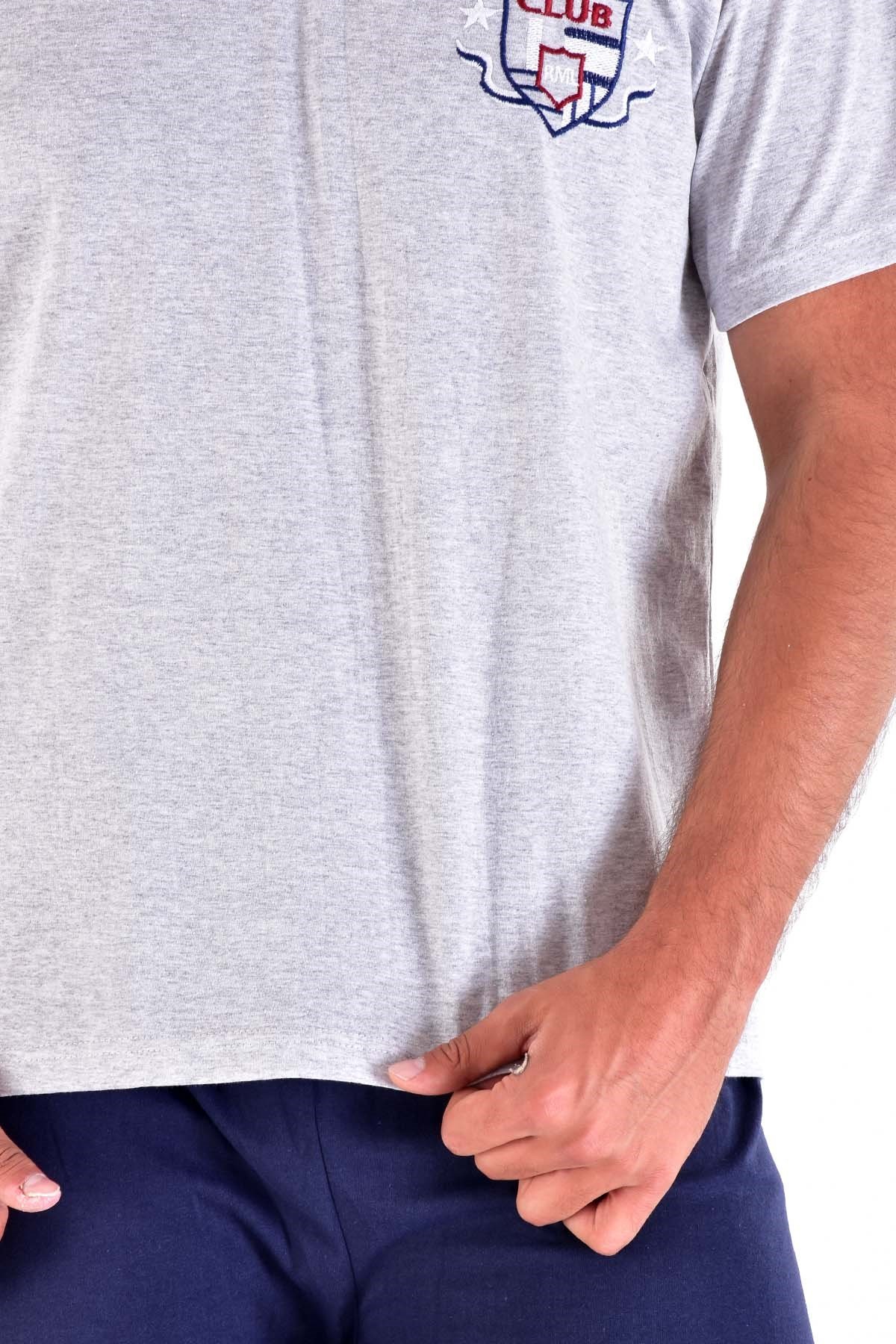 Erkek  865 Süprem Kısa Kol Pijama Takımı GRİ