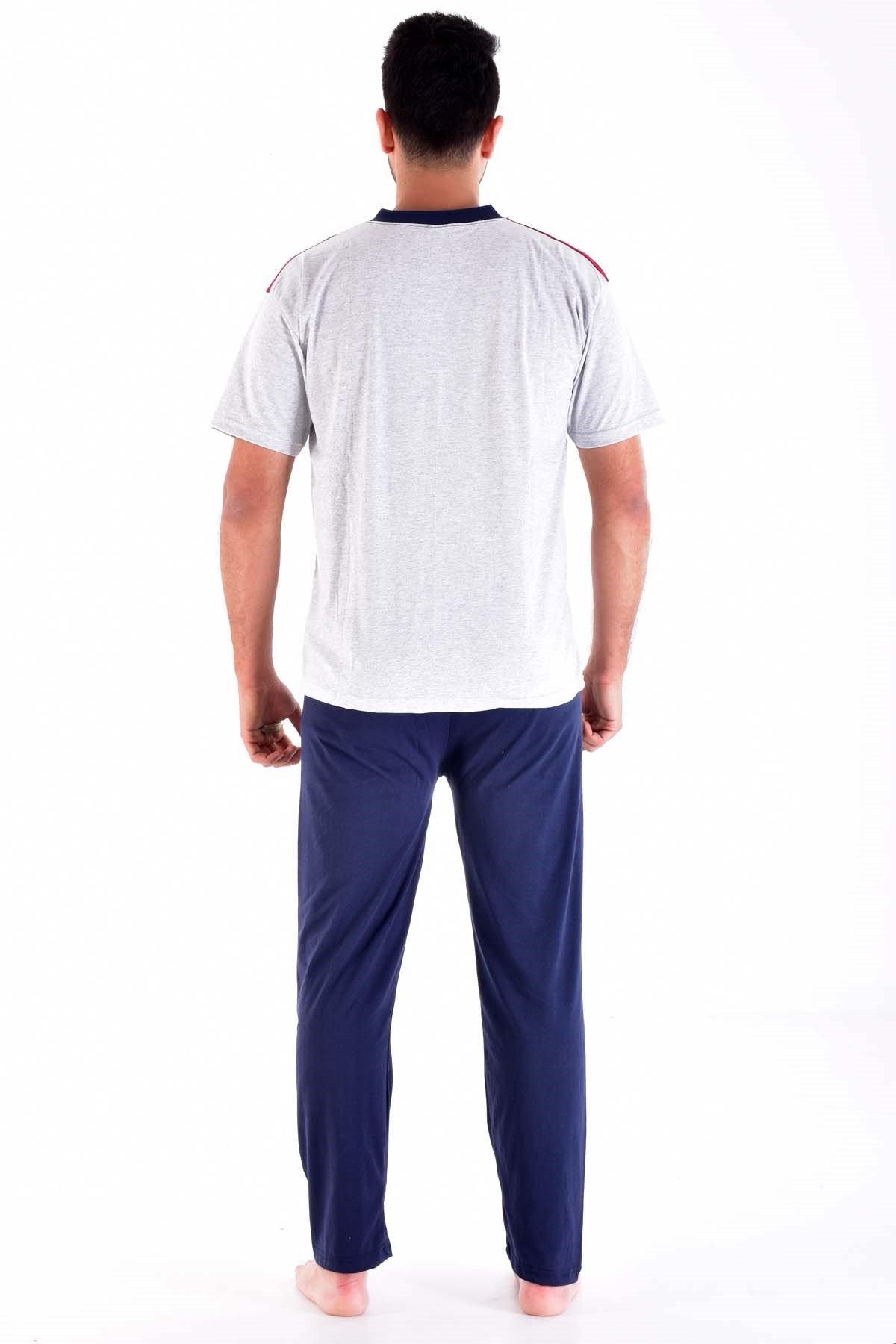 Erkek  865 Süprem Kısa Kol Pijama Takımı GRİ