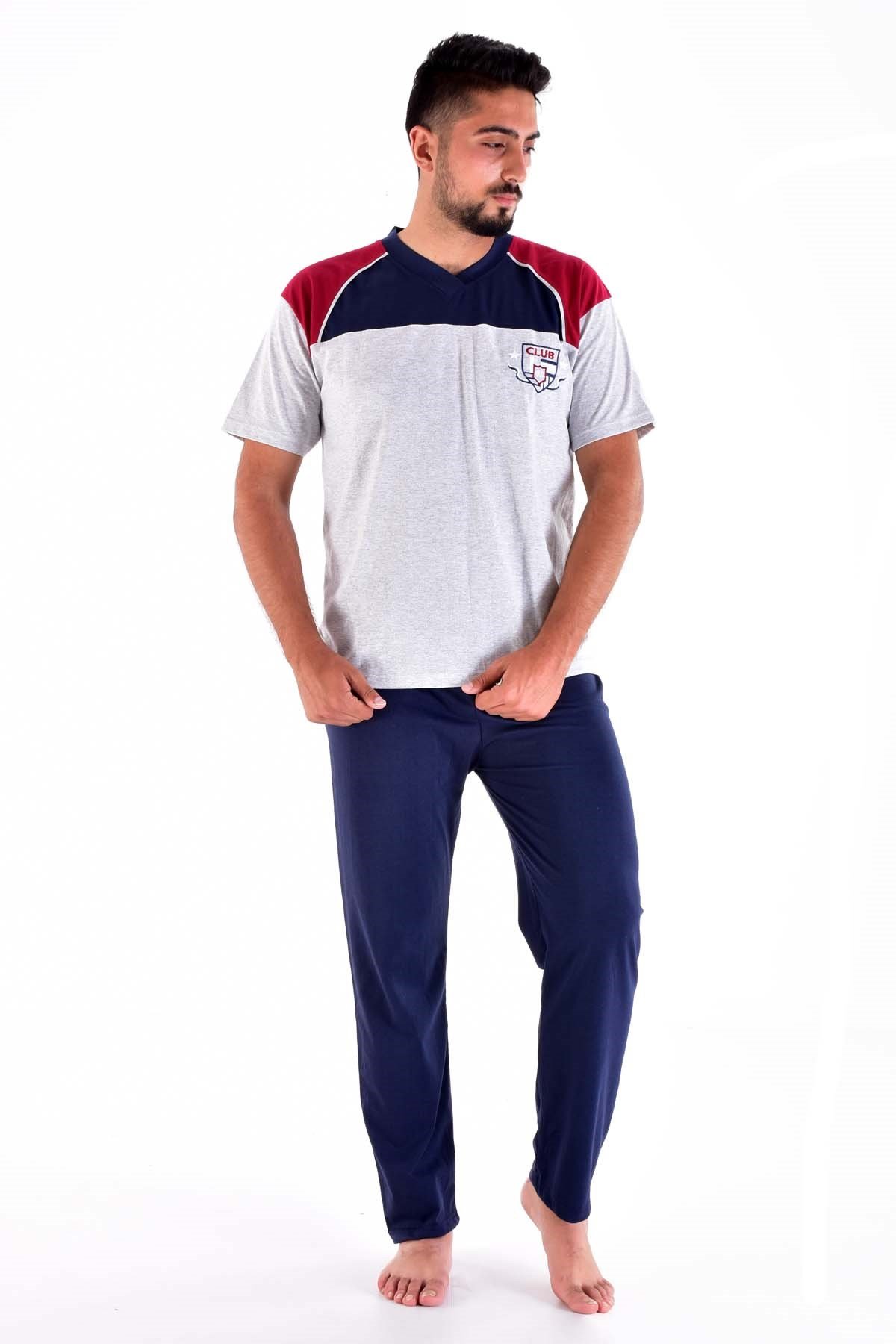 Erkek  865 Süprem Kısa Kol Pijama Takımı GRİ