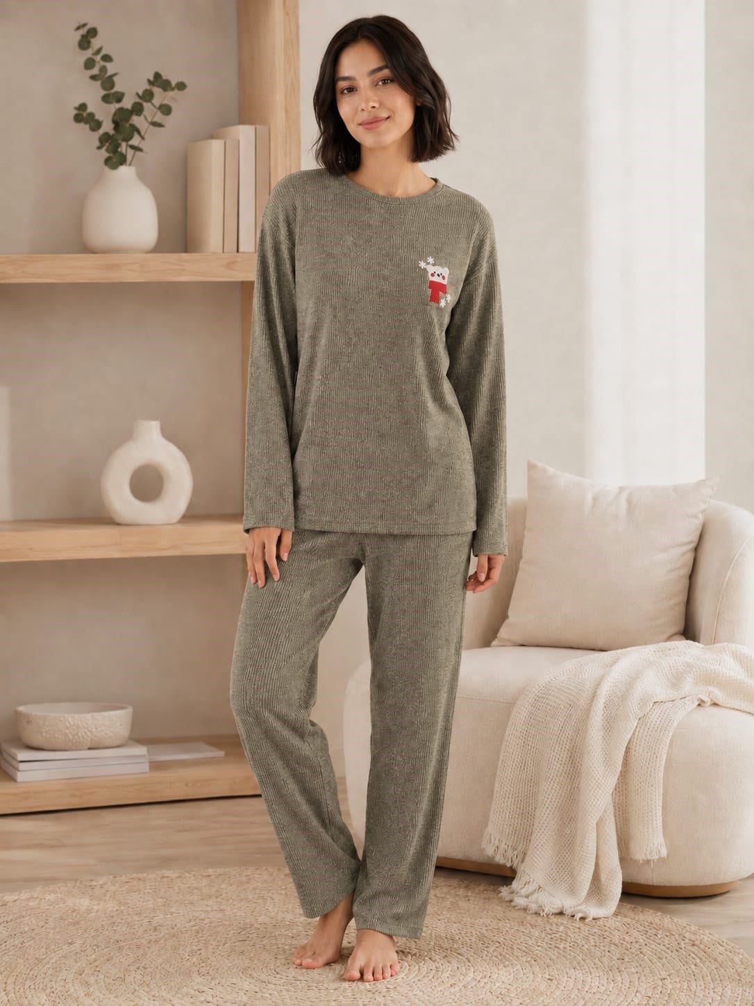 Kadın 1250-5 Seul Raporlu Pijama Takımı