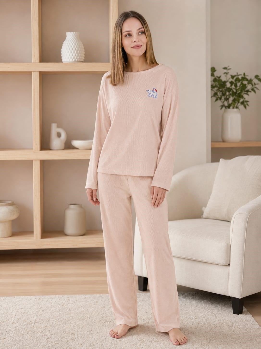 Kadın 1250-6 Seul Raporlu Pijama Takımı