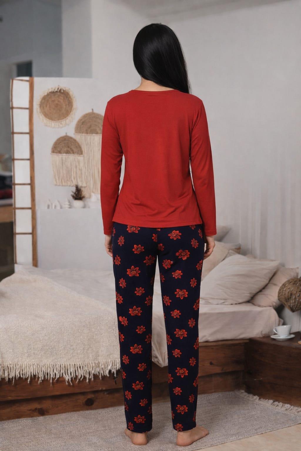 Kadın 2000-14 Uzun Kol Likralı Pijama Takımı